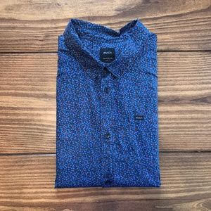 RVCA XXL Blue Red Floral Pattern Short Sleeve Used